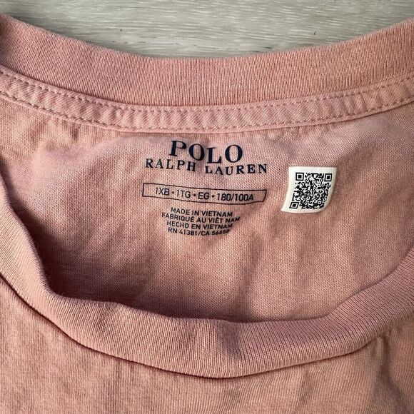 POLO RALPH LAUREN Mens T-Shirt Pink Cotton Short Sleeve Round Neck Sz 1XB READ - Picture 6 of 10